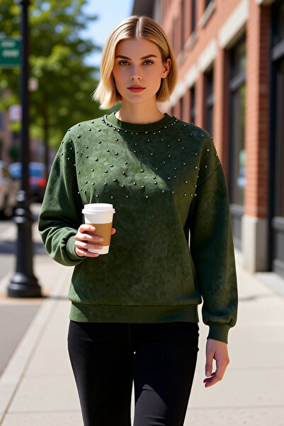 BENERLY Hanorac de damă cu gât turnat, cu mâneci scurte, cu efect vintage, fu...