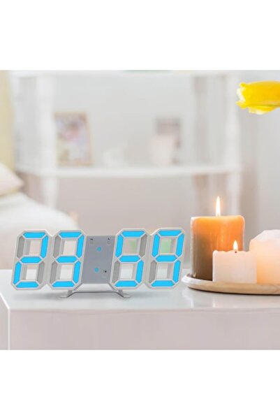 7LIFE Ceas digital LED cu afișaj 3D, alarmă, temperatură, lumină albastră, ideal pentru birou 23,5x