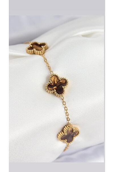 STİL NOKTA Çelik Kahverengi Sedefli Van Cleef Bilekliklik