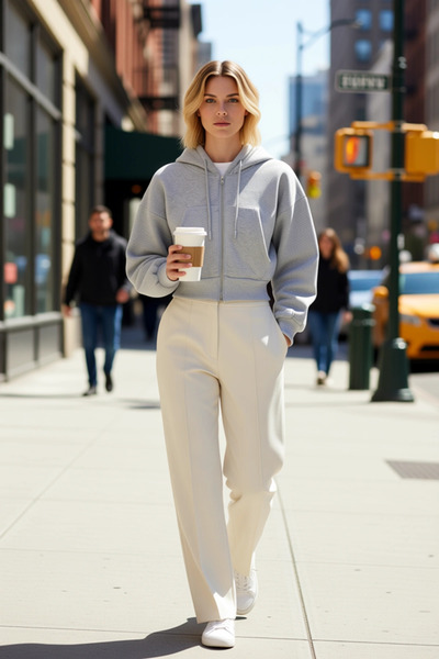 BENERLY Hanorac tricotat cu glugă și mâneci scurte pentru femei, cu fermoar, ...