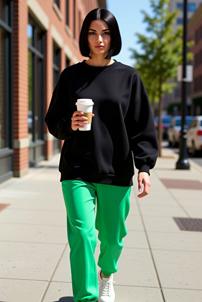 BENERLY Γυναικείο φούτερ με χαμηλό λαιμό, υπερμεγέθη, χοντρό πλεκτό, λειτουργ...