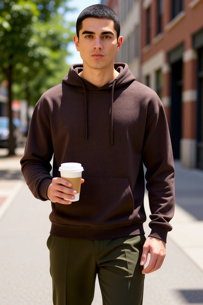 BENERLY Ανδρικό φούτερ με κουκούλα, μακρυμάνικο, oversized, λειτουργικό, ανθε...