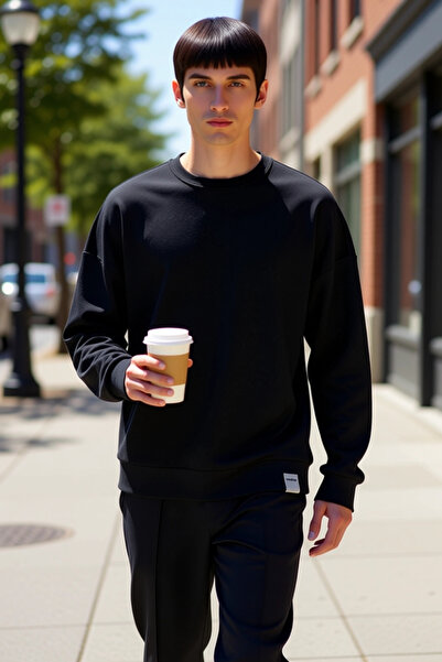 BENERLY Men's Crew Neck Standard Sleeve Oversized Mold Sweatshirt Functional ...