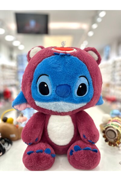 FASHION Sevimli Stitch Bordo Mavi Peluş Oyuncak Büyük Boy 35 Cm