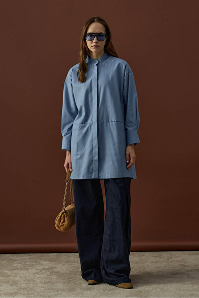 Kübra Yiğit Hidden Pocket Judge Collar Shirt