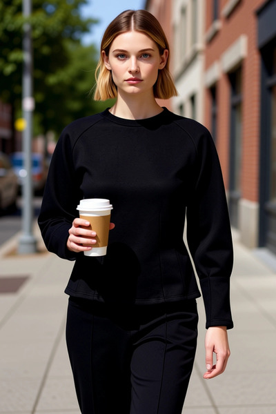 BENERLY Γυναικείο πλεκτό φούτερ με λαιμόκοψη ποδηλατικού τύπου και μανίκια ρε...