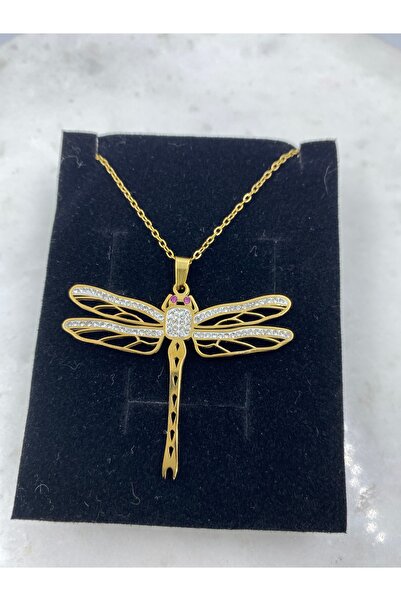 Byoz store قلادة نسائية ذهبية من الفولاذ على شكل اليعسوب