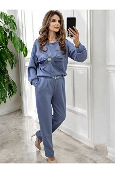 OEMN Compleu Dama Set 2 Piese Hanorac si Pantalon cu Aplicatii Strasuri - HEB