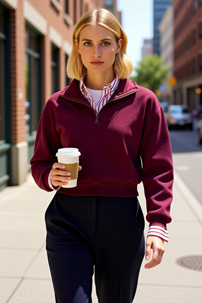 BENERLY Ženska Visoka kragna Detalj sa rajsferšlusom Skraćeni kroj dukserica ...