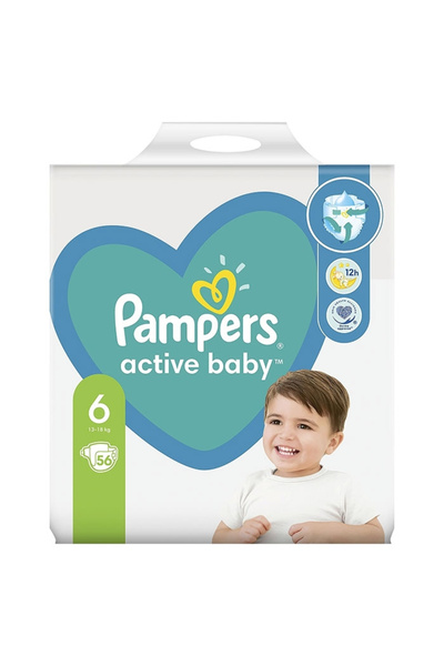 Pampers Scutece Active Baby Giant Pack, Nr. 6, 13-18 kg, 56 bucati/ Bax