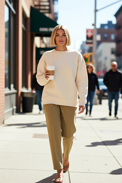 BENERLY Hanorac tricotat gros, supradimensionat, cu mâneci scurte, pentru fem...