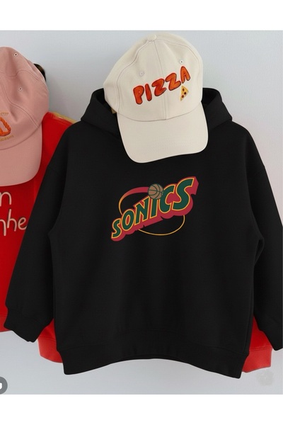 LORVEX سويت شيرت للأطفال كبير الحجم – مطبوع عليه كرة السلة سونيك