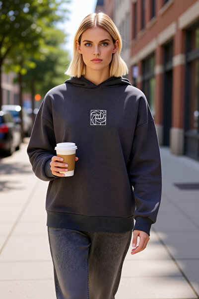 BENERLY Women's Hooded Low Arm Geometric Pattern Oversized Knitted Sweatshirt...