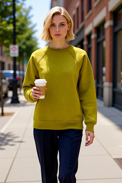 BENERLY Kadın Bisiklet Yaka Reglan Kol Düz Örme Sweatshirt Fonksiyonel Dayanı...