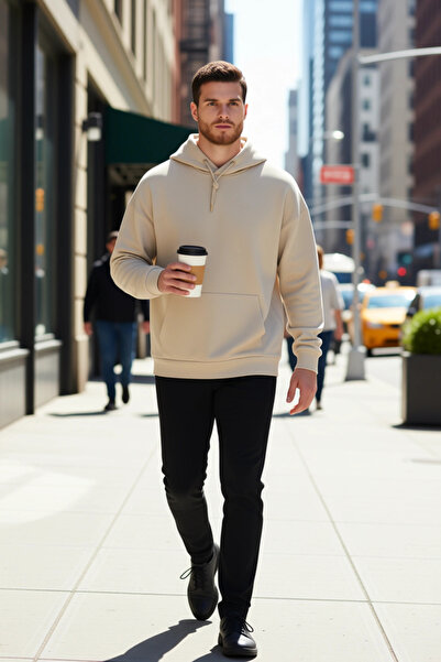 BENERLY Ανδρικό φούτερ με κουκούλα, μακρυμάνικο, oversized, λειτουργικό, ανθε...