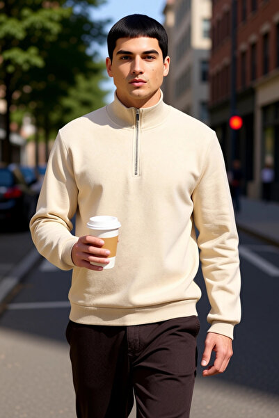 BENERLY Men's Mock Neck Standard Sleeve Regular Fit Sweatshirt Functional Dur...