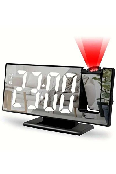 LIMOS ساعة منبه إسقاطية مع راديو FM وشاحن USB ومقياس حرارة وشاشة عرض للرطوبة وشاشة LED مقاس 7.4 بوصة