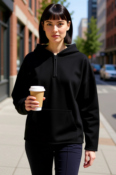 BENERLY سترة نسائية بغطاء رأس بسحاب قصة فضفاضة من الصوف، عملية ومتينة وذات جو...