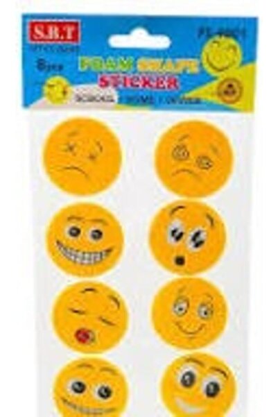 Generic Emoji Stickers, Foam Smiley Stickers, Adhesive Sticker, Different Reaction Sticker Card of 8 Sticker