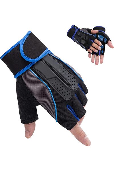 GoodTool Half-Finger Weightlifting Gloves with Wrist Support, Non-Slip Silicone, Adjustable Velcro