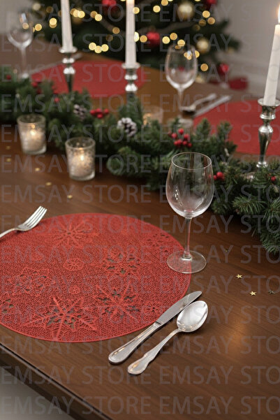 Emsay Store 2-Piece Christmas Themed Snowflake Patterned American Placemat – Laser Cut Christmas Table Mat