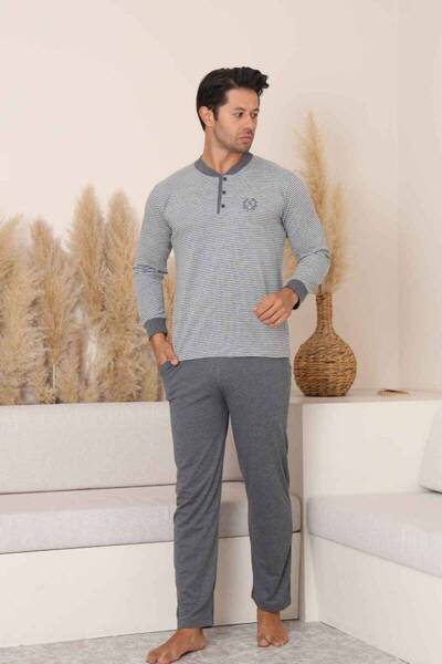 İpek Men's Long Sleeve Cuffed Cotton Pajama Set