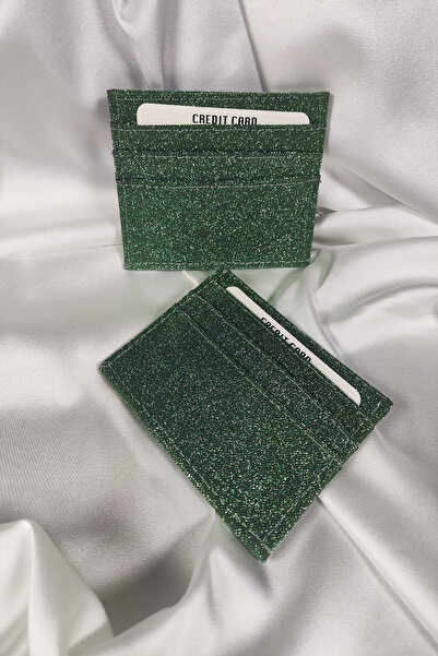 Leaf Accessory Kadın Kartlık Simli Yeşil, 1. Sınıf Vinlex Deri, 7 Tane Kart K...