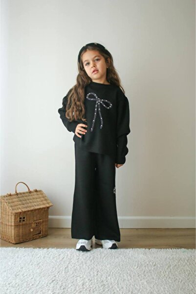 Bloom BBK409 Kurdele Siyah Triko Kız Çocuk Alt-Üst Takım