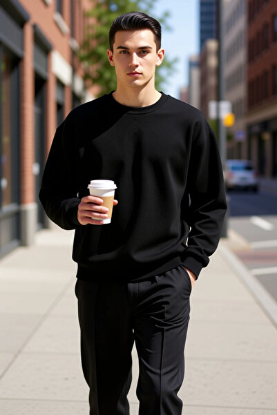 BENERLY سويت شيرت رجالي ذو ياقة دائرية وأكمام قياسية بنمط الوافل، عملي ومتين ...