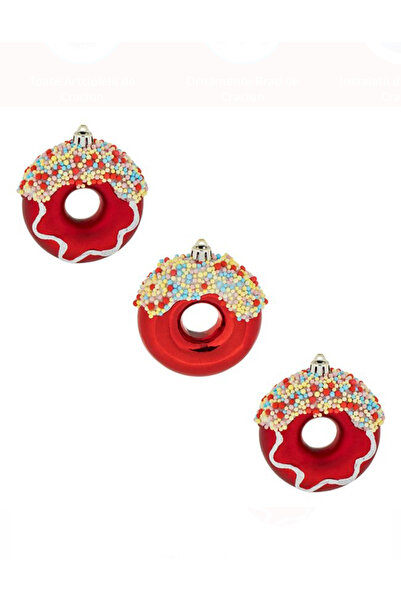 takı tutkum Christmas Themed Red and White Glitter Donut Christmas Tree Ornam...