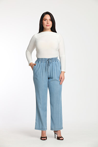 MİYORO بنطلون نسائي كبير الحجم مع جيوب ذات حزام مطاطي