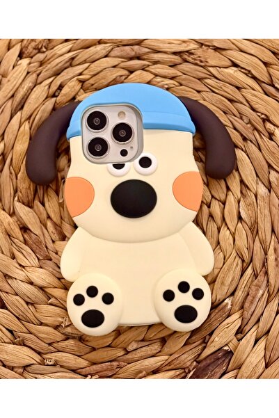 HYPERSOFT غطاء سيليكون ناعم بنمط كلب لطيف ذو أذنين متوافق مع آيفون 12 برو ماك...