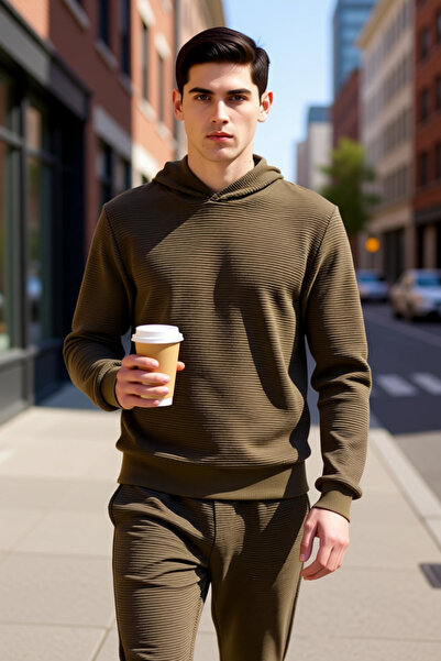 BENERLY Men's Hooded Standard Sleeve Ottoman Woven Regular Fit Sweatshirt Fun...