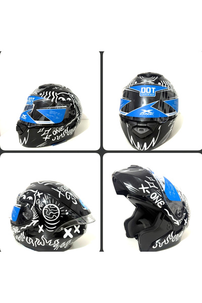 X-One Cască modulară pentru motocicletă - Graffiti alb/negru