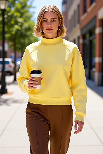 BENERLY Women's Mock Neck Raglan Sleeve Oversized Thick Fleece Lined Knitted ...