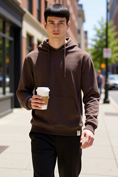 BENERLY Men's Hooded Standard Sleeve Regular Fit Slogan Patterned Sweatshirt ...