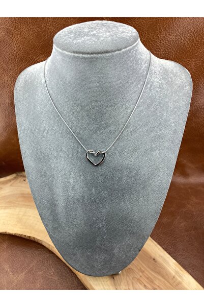 Çelik 40-45 cm Arası Ayarlanabilir Zarif Paslanmaz Kalp Kolye - Sade ve Şık G...