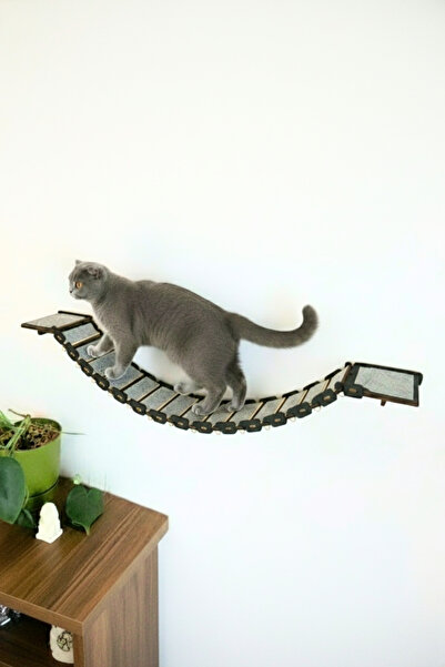 CatraWorks Cat Wall Bridge Black Wooden Climbing Ramp, Wall Pathway Track