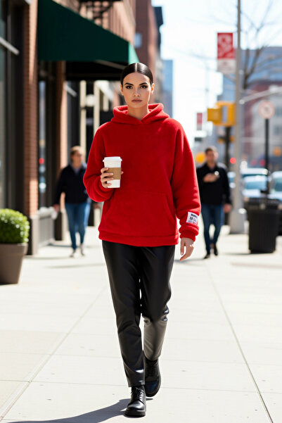 BENERLY Women's Hooded Low Arm Plush Knitted Sweatshirt Functional Durable Qu...