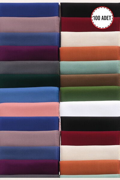 Dolce 100’lü Renkli Flamlı Eşarp Seti – Hediyelik, Günlük, Çeyizlik, Hac ve Umre