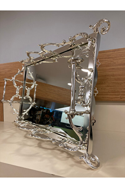 PLUS HOME TEPSİ JARDİNYER DEKORATİF DÖKÜM PİRİNÇ EL YAPIMI 50X33CM KULPLU