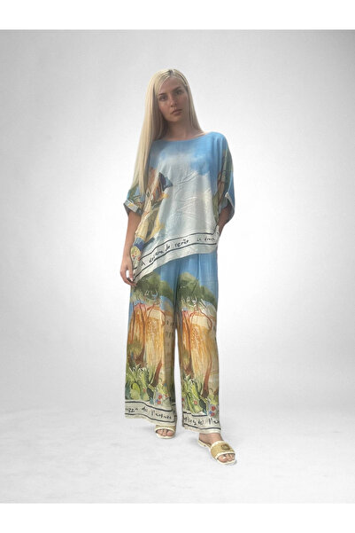 OEMN Digitally Painted Summer Set, Single Dimension, T-Shirt And Wide Leg Pants