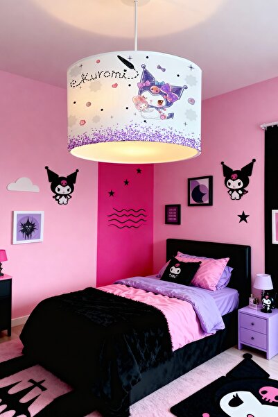 EVPANYA Mor Simler ve Sevimli Kuromi Desenli Çocuk Odası Avize