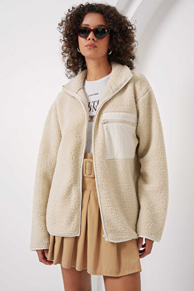 Cistern İstanbul Women's Zippered Oversize Plush Jacket