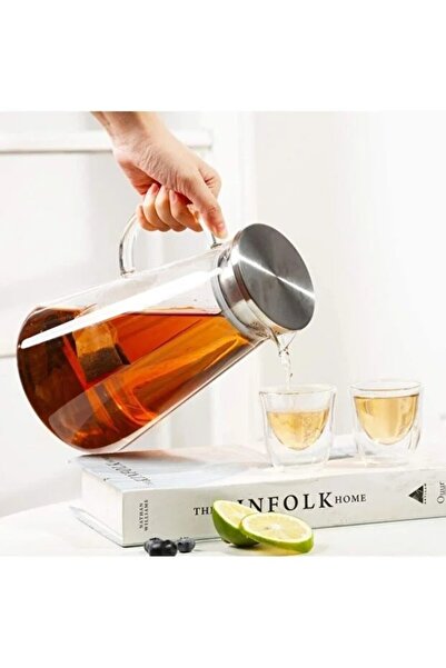 GenelTedarik Yakut 1800 Ml Süzgeçli Sürahi – Demir Vakumlu Kapaklı, Isıya Day...