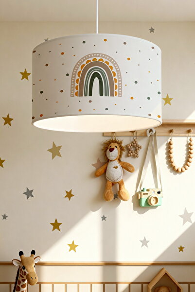 EVPANYA Krem Puantiyeli Gökkuşağı Desenli Çocuk Odası Avize