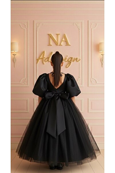 NA ADDESIGN Rochie de seară pentru copii din satin prințesă model cu fustă di...