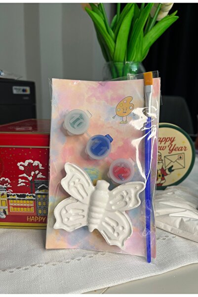 obelleatelier Kelebek figür Çocuk Taş Boyama Seti – Fırça, Boya ve Figürlü Eğlenceli Aktivite Seti