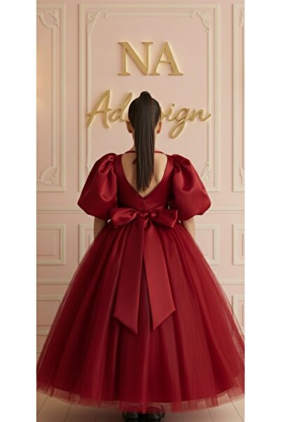 NA ADDESIGN Rochie de seară pentru copii din satin prințesă model cu fustă di...