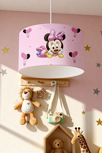 EVPANYA Pembe Balonlu Minnie Desenli Çocuk Odası Avize